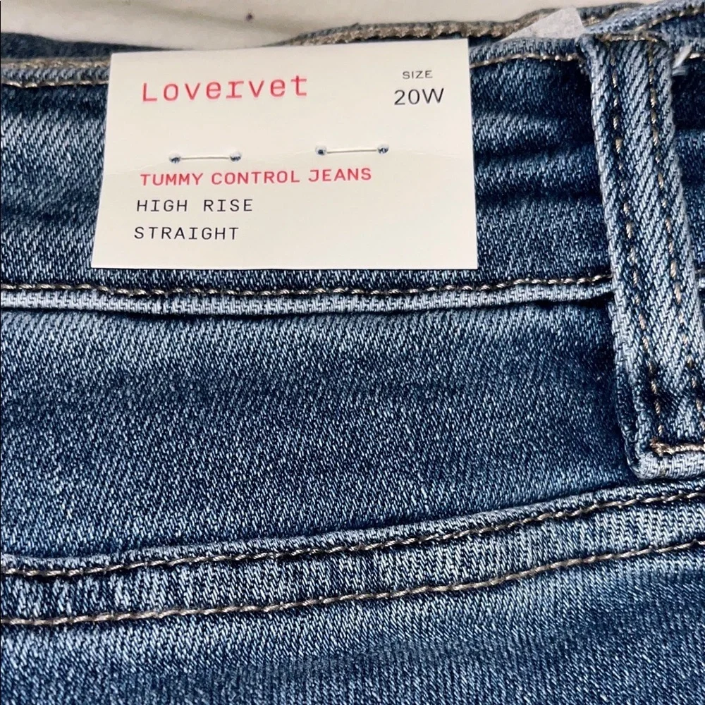 Lovervet by Vervet 20W Women’s Control Top High Rise Straight Leg Denim Jeans